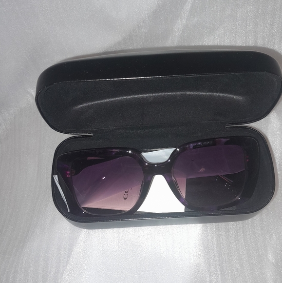 New Coach Oversized Square Sunglasses/Purple Tortoise With Case - Picture 5 of 12